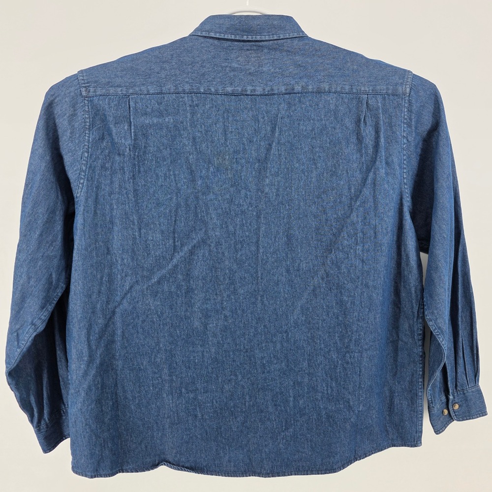 Wrangler‎ Men's 2XL Blue Denim Chambray Work Shirt Long Sleeve - Picture 4 of 7